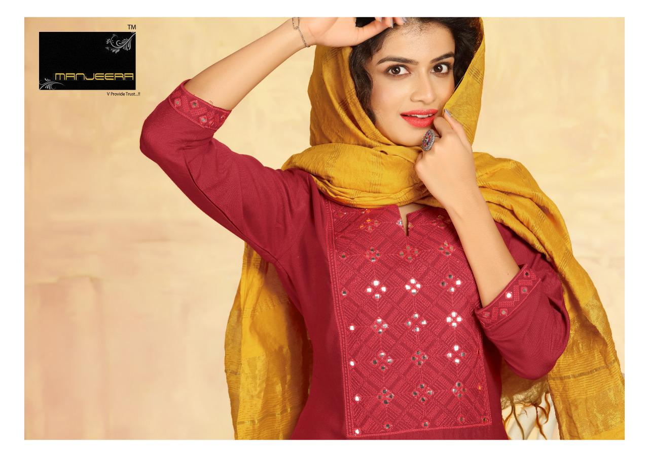 Manjeera Passion Rayon Patiyala work Latest Fancy Designer Festive Wear Readymade Collection